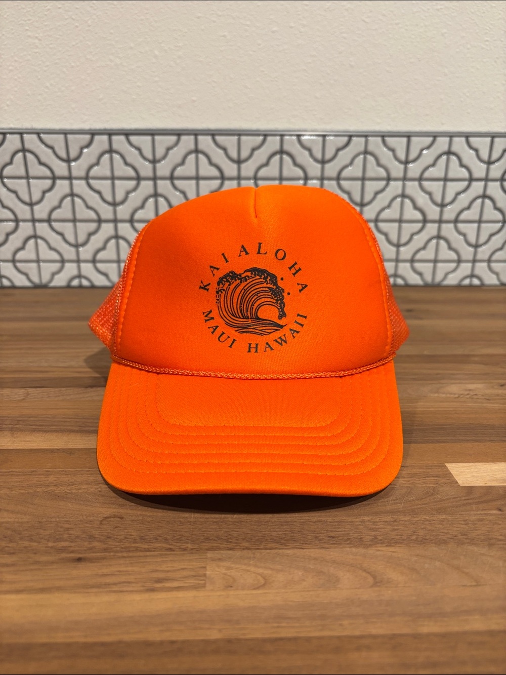 Kaialoha Maui Hawaii Bright Orange Trucker Hat